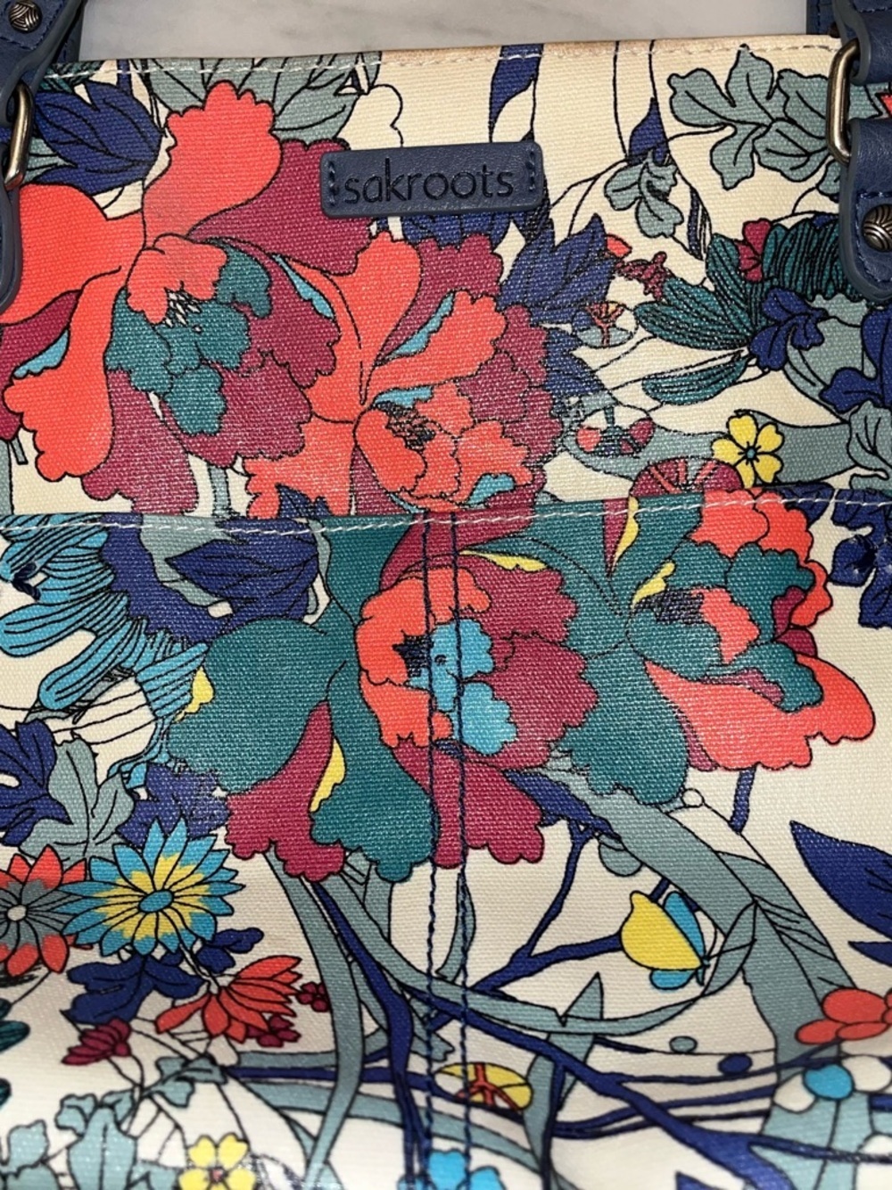 Sakroots Navy-Handled Floral Print Tote - Picture 5 of 10